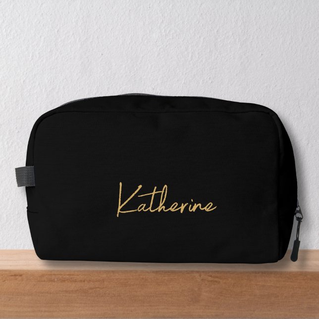 Trousse De Toilette Nom du script Black & Gold Total moderne (Créateur téléchargé)