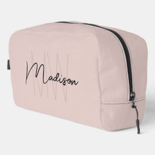 Trousse De Toilette Nom Monogramme moderne Script Blush Pink