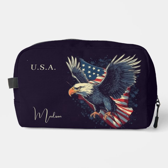 Trousse De Toilette Nom personnalisé Aigle américaine (Recto)