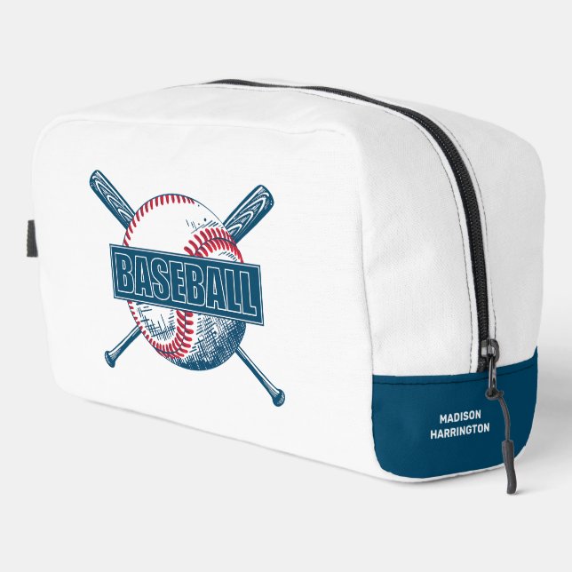 Trousse De Toilette Nom personnalisé Baseball (Coin droit)