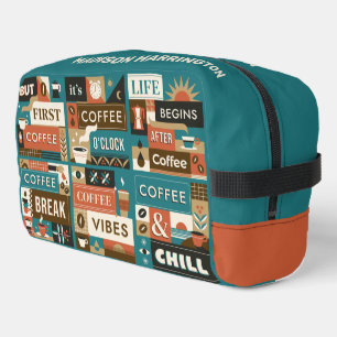 Trousse De Toilette Nom personnalisé Citations de café coloré
