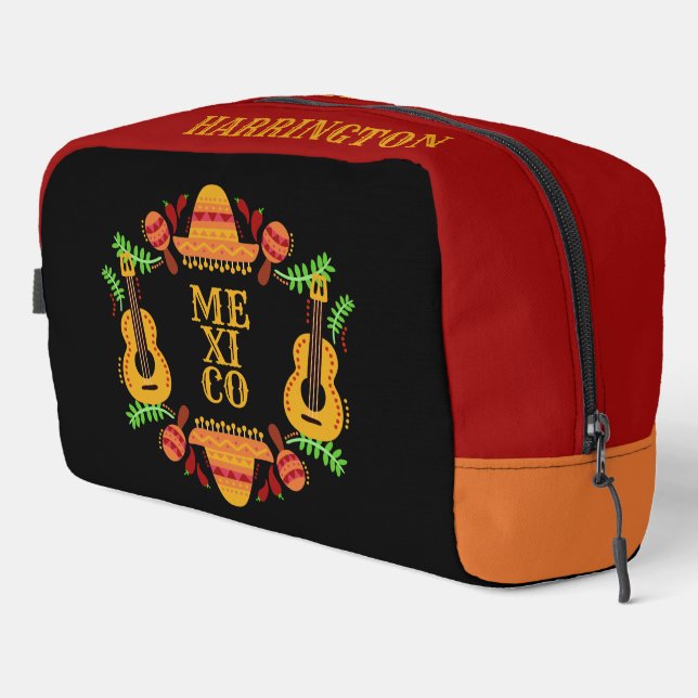 Trousse De Toilette Nom personnalisé des éléments mexicains (Coin droit)