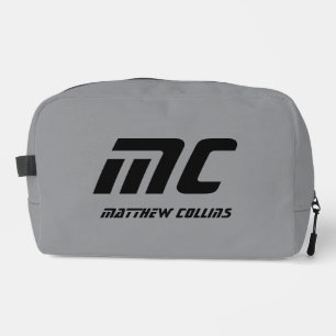 Trousse De Toilette Nom personnalisé monogramme minimaliste gris pour 