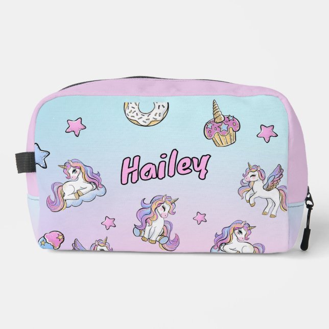 Trousse De Toilette Nom personnalisé Unicorn Kids Back to School (Recto)