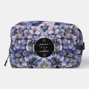 Trousse De Toilette Noms de Couple de Mariage Floral Noir Classique Hu