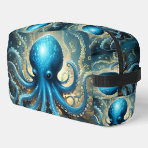 Trousse De Toilette Ondes Célestes : L'Art Fractal de la Pieuvre Bleue