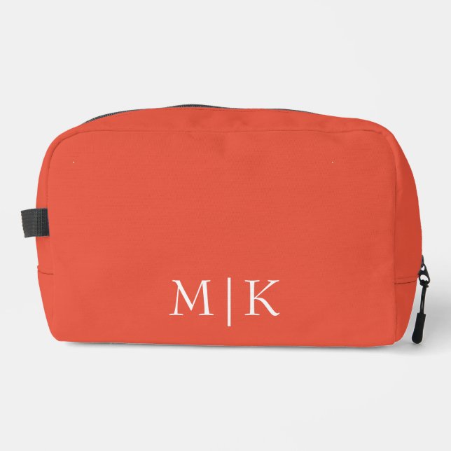 Trousse De Toilette Orange et blanc | Monogramme moderne (Recto)