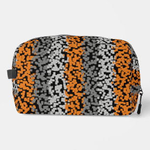 Trousse De Toilette Orange gris noir pixellisé bandes