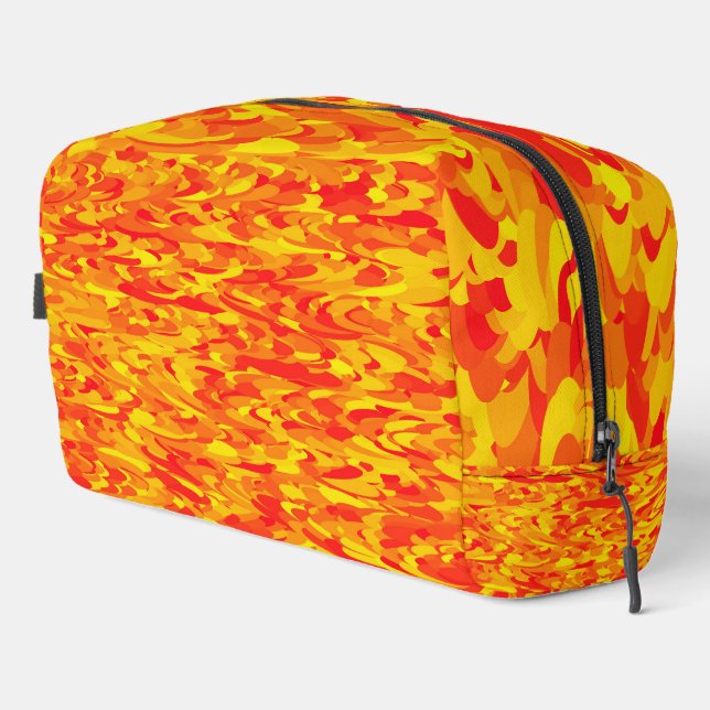 Trousse de toilette orange rouge jaune motif abstr (Coin droit)