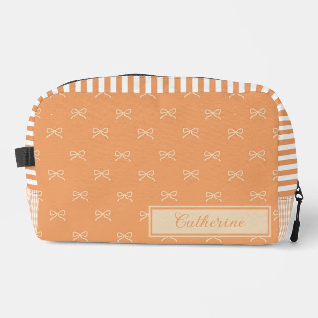 Trousse De Toilette Orange Stripe Bow Pattern Coquette Cosmetic (Recto)