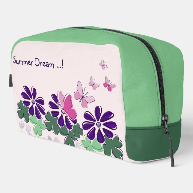 Trousse De Toilette Papillons aux fleurs mignons Nom du Doodle (Coin droit)