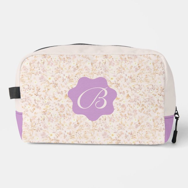 Trousse De Toilette Pastel Floral Beige Et Violet (Recto)