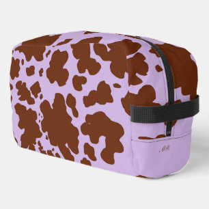 Trousse De Toilette Peau de vache Brown et violette Lilac monogramme I