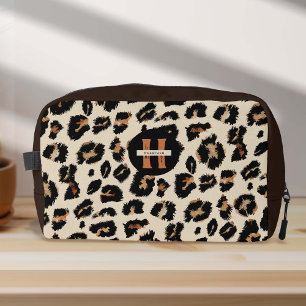Trousse De Toilette Peau léopard, Petterne animal moderne, Monogramme