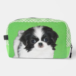 Trousse De Toilette Peinture de chiot Japanese Chin, Art original d'an