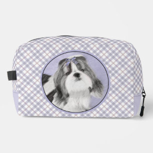 Trousse De Toilette Peinture de Shih Tzu Noir & Blanc Art Original de