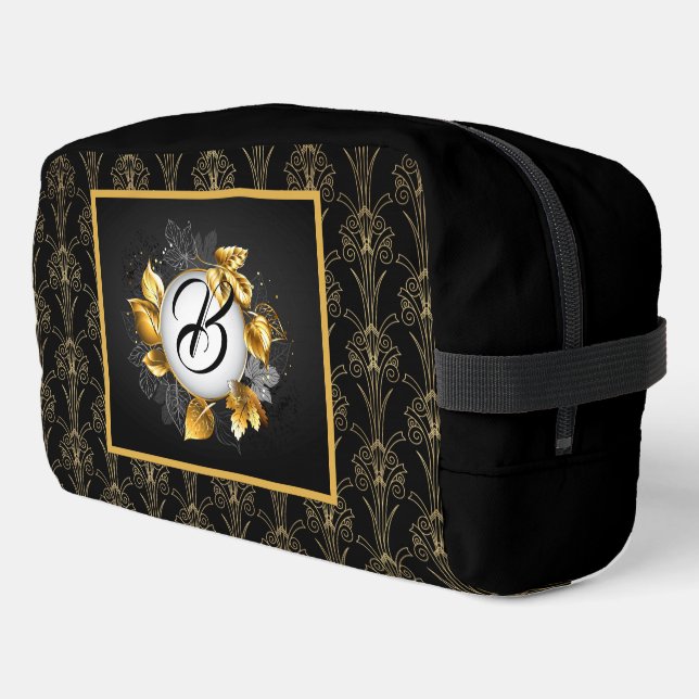 Trousse De Toilette Perle noire Art Déco monogrammée (Coin gauche)