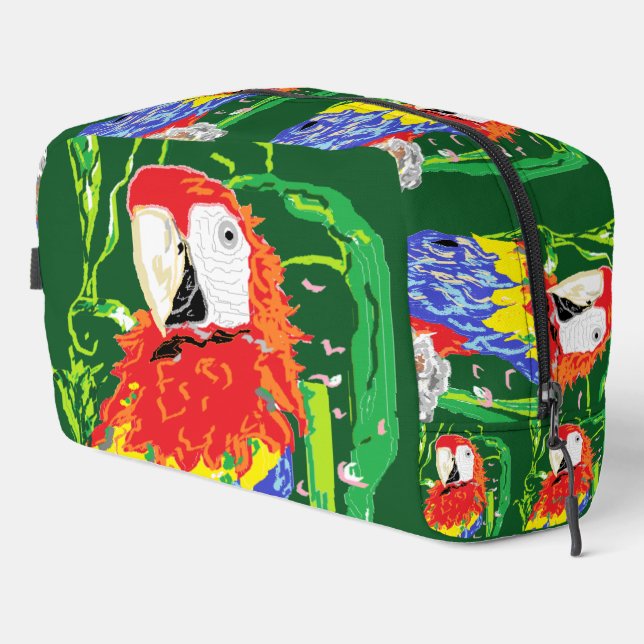 Trousse de toilette : Perroquets amicaux (Coin droit)