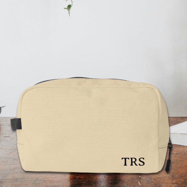 Trousse De Toilette Personnalisé Monogramme Groomsmen Cadeau Beige (Créateur téléchargé)