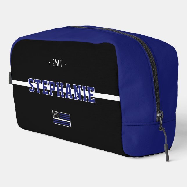 Trousse De Toilette Personnalisé Thin White Line USA Drapeau EMS EMT (Coin droit)