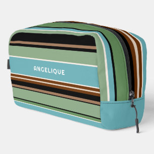 Trousse De Toilette Personnalisé Turquoise Bleu Sage Vert Brown Ivoire