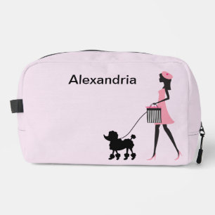 Trousse De Toilette Personnaliser la femme en rose marchant noir canic