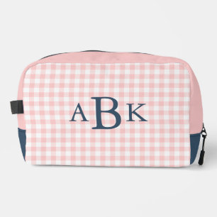 Trousse De Toilette Pétale Rose Gingham Monogrammé