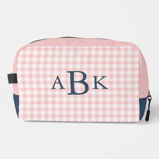 Trousse De Toilette Pétale Rose Gingham Monogrammé (Recto)