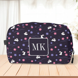 Trousse De Toilette Petit lapin Lapin Motif Monogramme Initiales viole