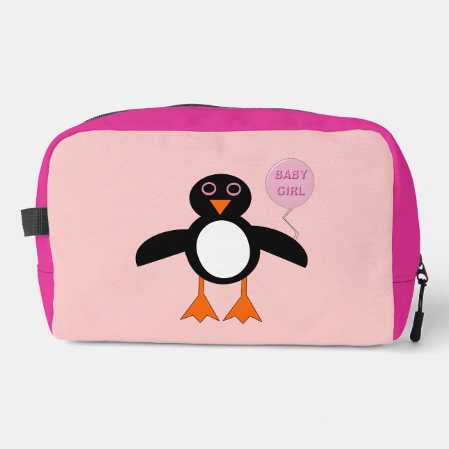 Trousse De Toilette Pingouin mignon rose bébé fille (Recto)