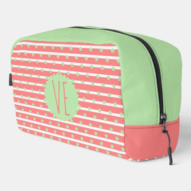 Trousse De Toilette Pink avec Green Stars Noël (Coin droit)