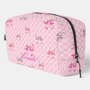 Trousse De Toilette Pink Coquette Bow Checboard