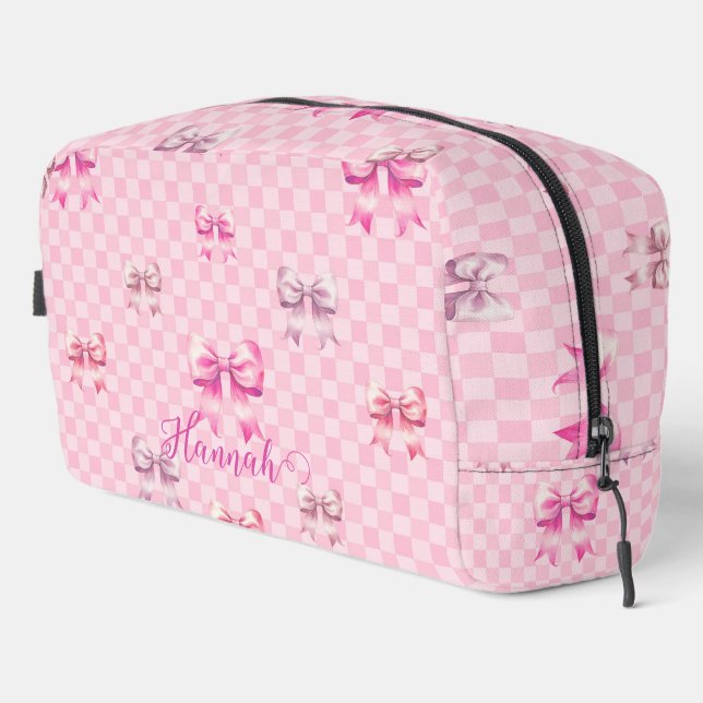 Trousse De Toilette Pink Coquette Bow Checboard (Coin droit)