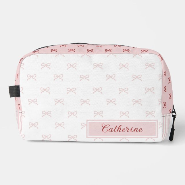 Trousse De Toilette Pink & Red Bow Pattern Coquette Cosmetic  (Recto)