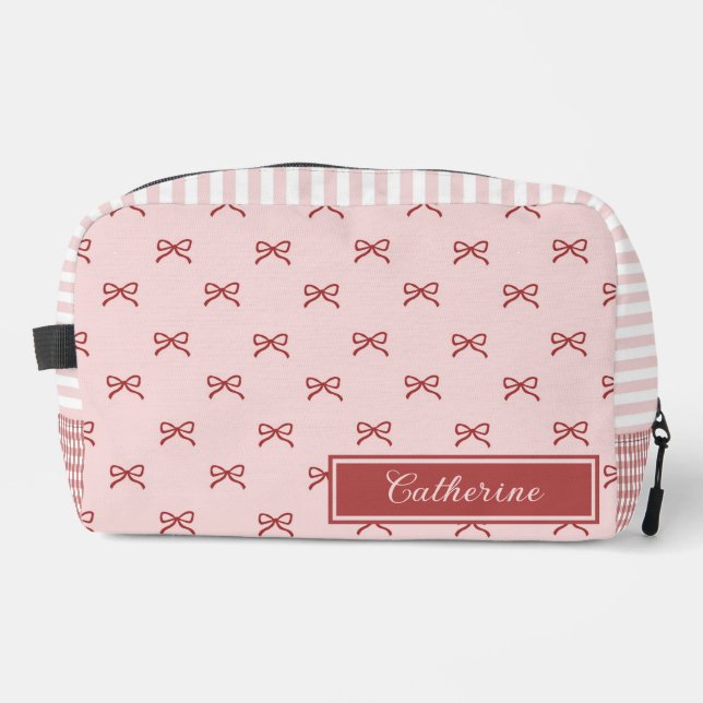 Trousse De Toilette Pink & Red Bow Pattern Gingham Coquette Cosmetic  (Recto)