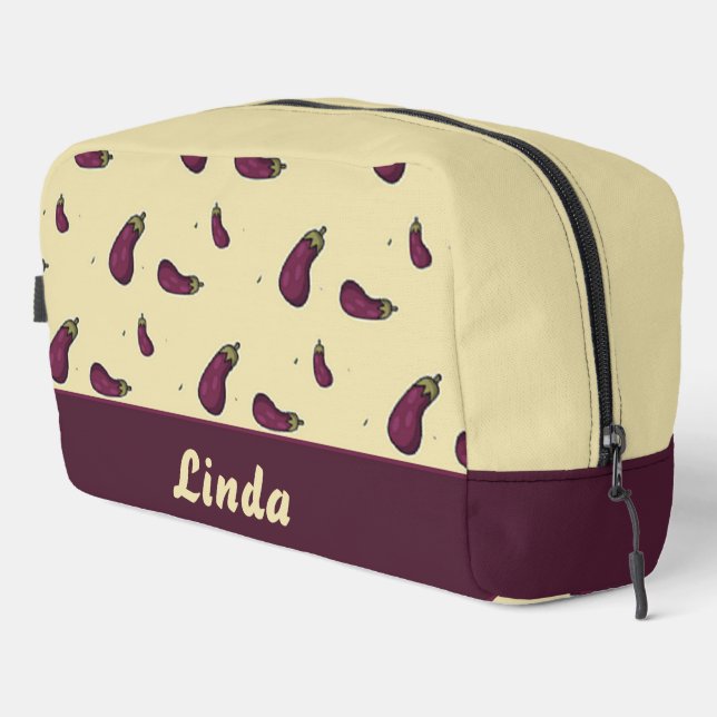Trousse De Toilette Plantes d'aubergines pourpres couleur crème (Coin droit)