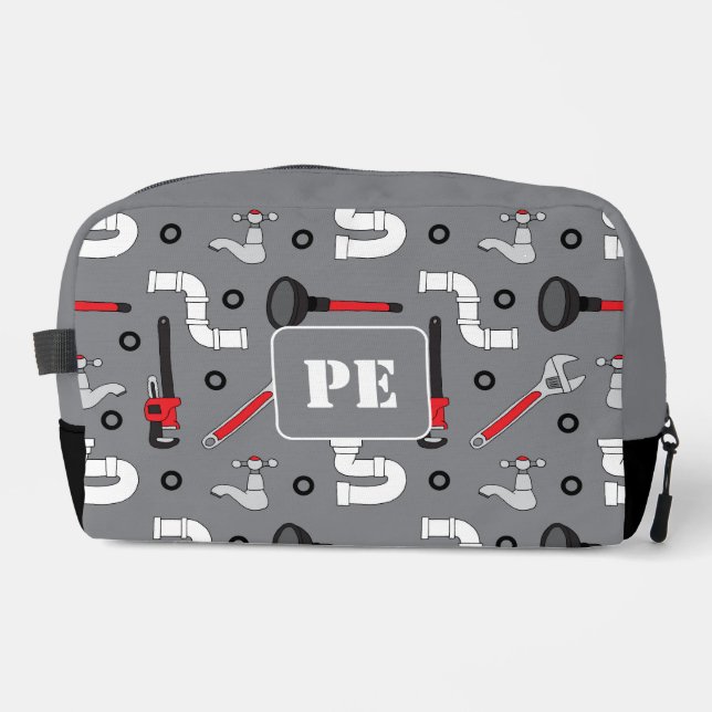Trousse De Toilette Plumber Plumbing Pattern Monogram Personalised (Recto)