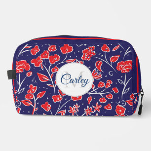 Trousse De Toilette Plutôt Vibrant Rouge bleu floral Personnalisé