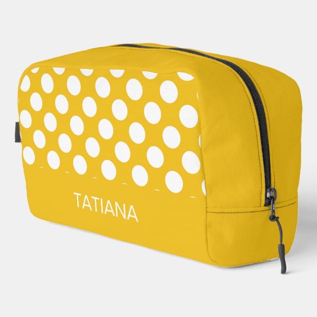 Trousse De Toilette Points blancs sur fond jaune (Coin droit)
