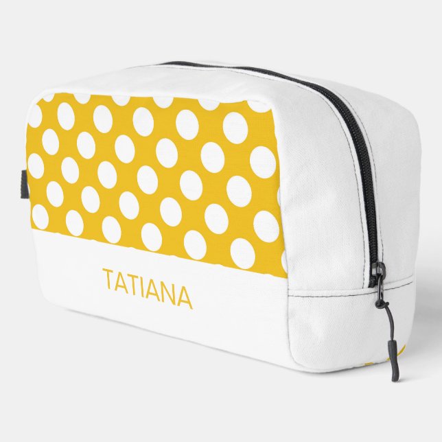 Trousse De Toilette Points blancs sur motif jaune (Coin droit)