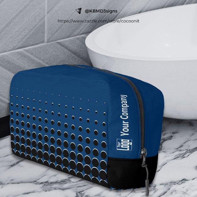 Trousse De Toilette Points de logo de la société promotionnelle Bleu N (Promotional Company Logo Dots Blue Black White Dopp Kit)