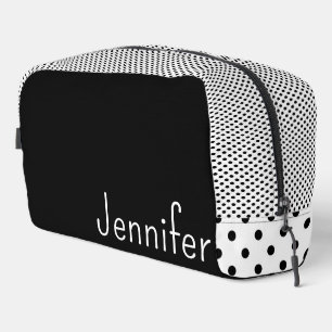 Trousse De Toilette Points de nom simples noir et blanc pointillés