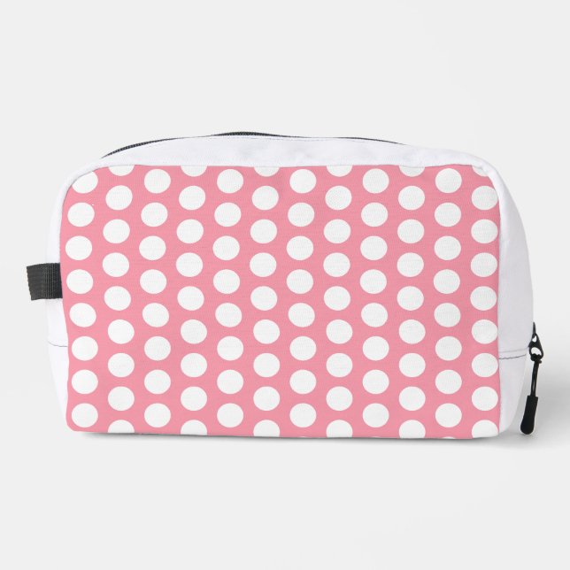Trousse De Toilette Pois blancs pastel rose géométrique (Recto)