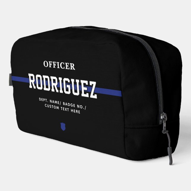 Trousse De Toilette Policier personnalisé Ligne Bleue Mince (Coin droit)