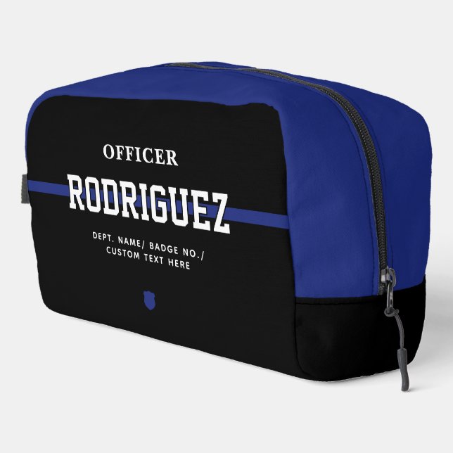 Trousse De Toilette Policier personnalisé Ligne Bleue Mince (Coin droit)