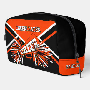 Trousse De Toilette Pompom Girl Personnalisé Orange, Noir, Blanc
