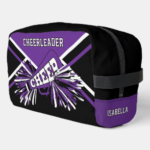 Trousse De Toilette Pompom Girl Personnalisé Violet, Noir, Blanc
