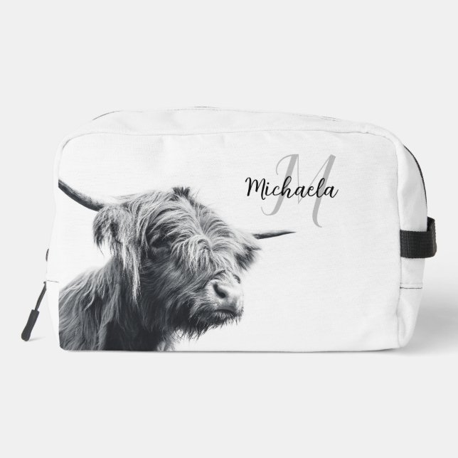 Trousse De Toilette Portrait de vache Highland premier monogramme noir (Verso)