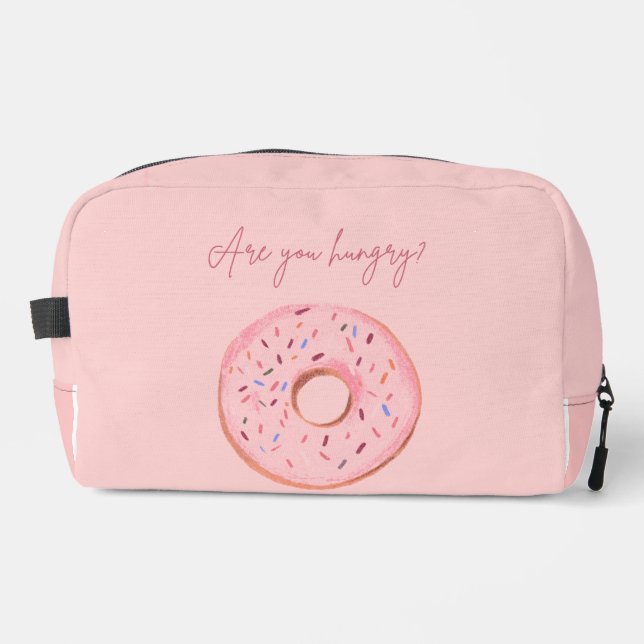 Trousse De Toilette Pouch à Donut - "As-tu faim ?" 🍩 💞 (Recto)