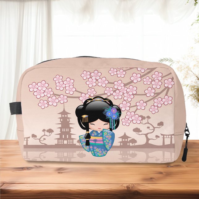 Trousse De Toilette Poupée Keiko Kokeshi - Blue Kimono Geisha Girl (Créateur téléchargé)